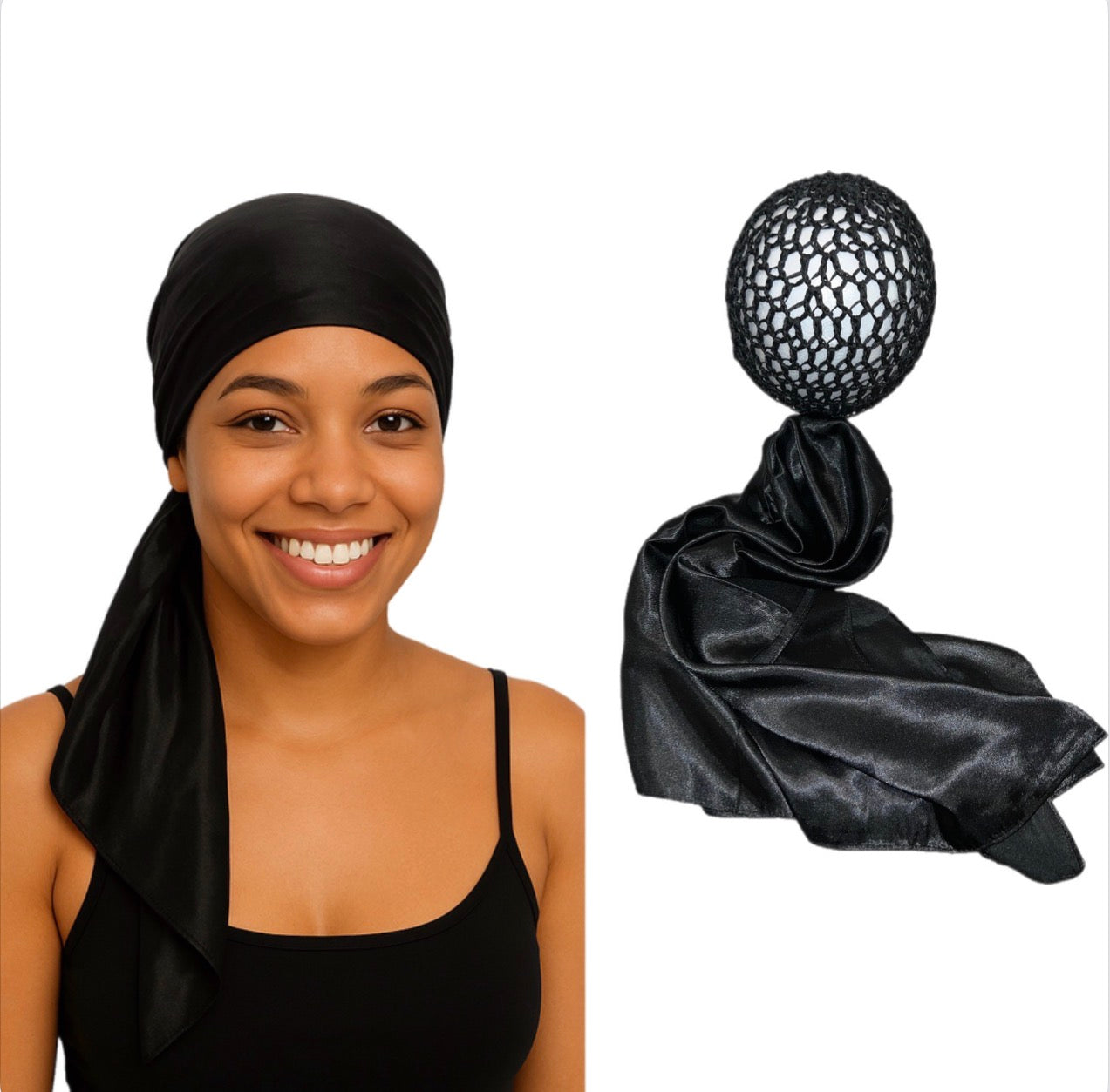 The Perfect Doobie Black Hair Net Scarf Button
