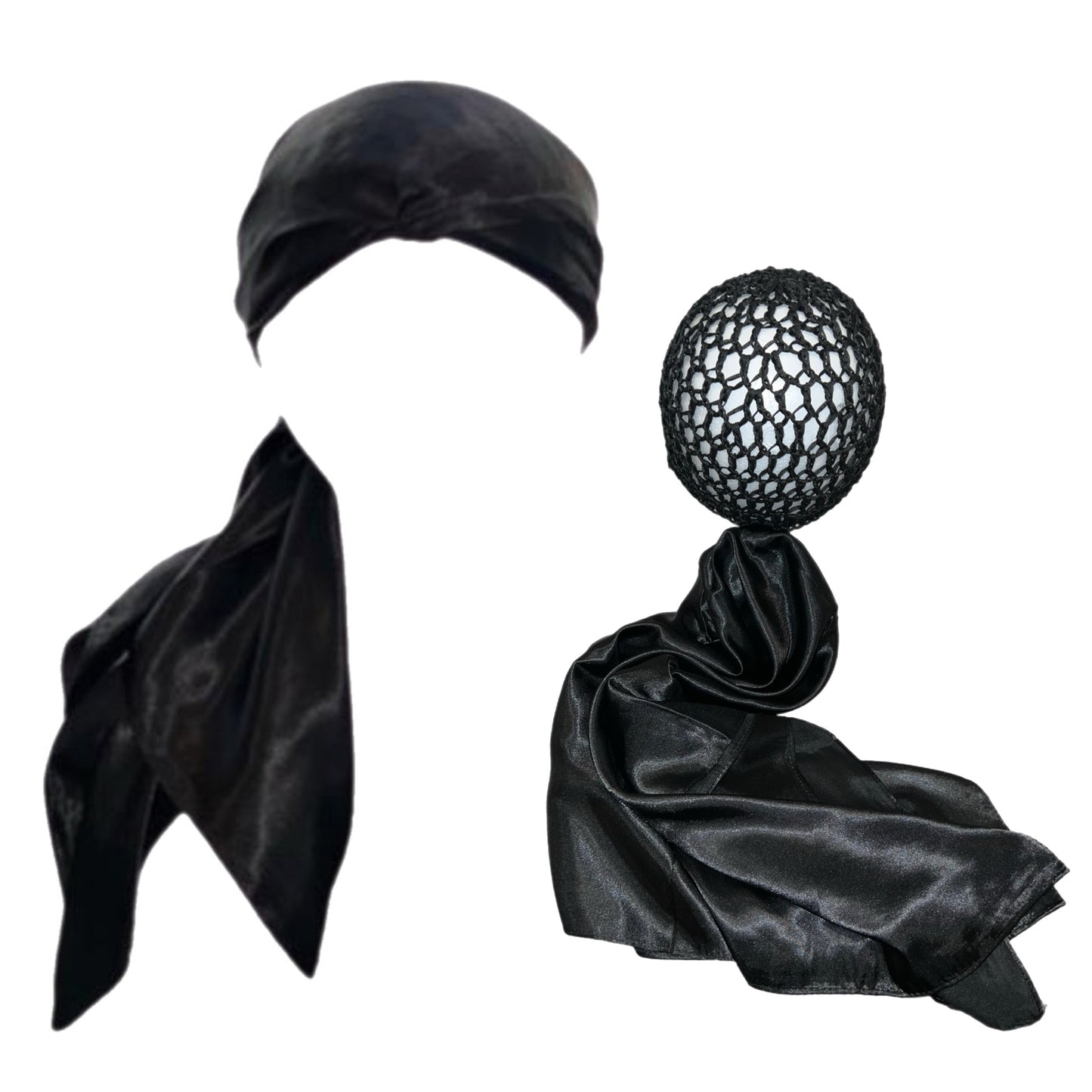 The Perfect Doobie Black Hair Net Scarf Button