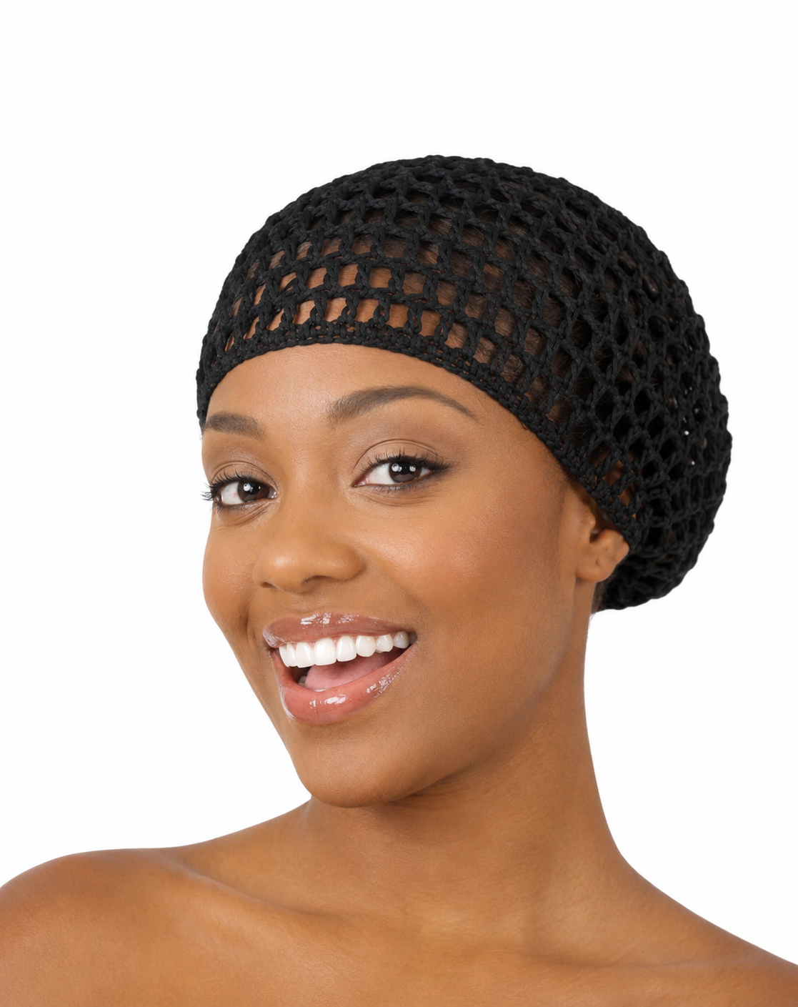 Black Mesh Crochet Hair Net Rayon