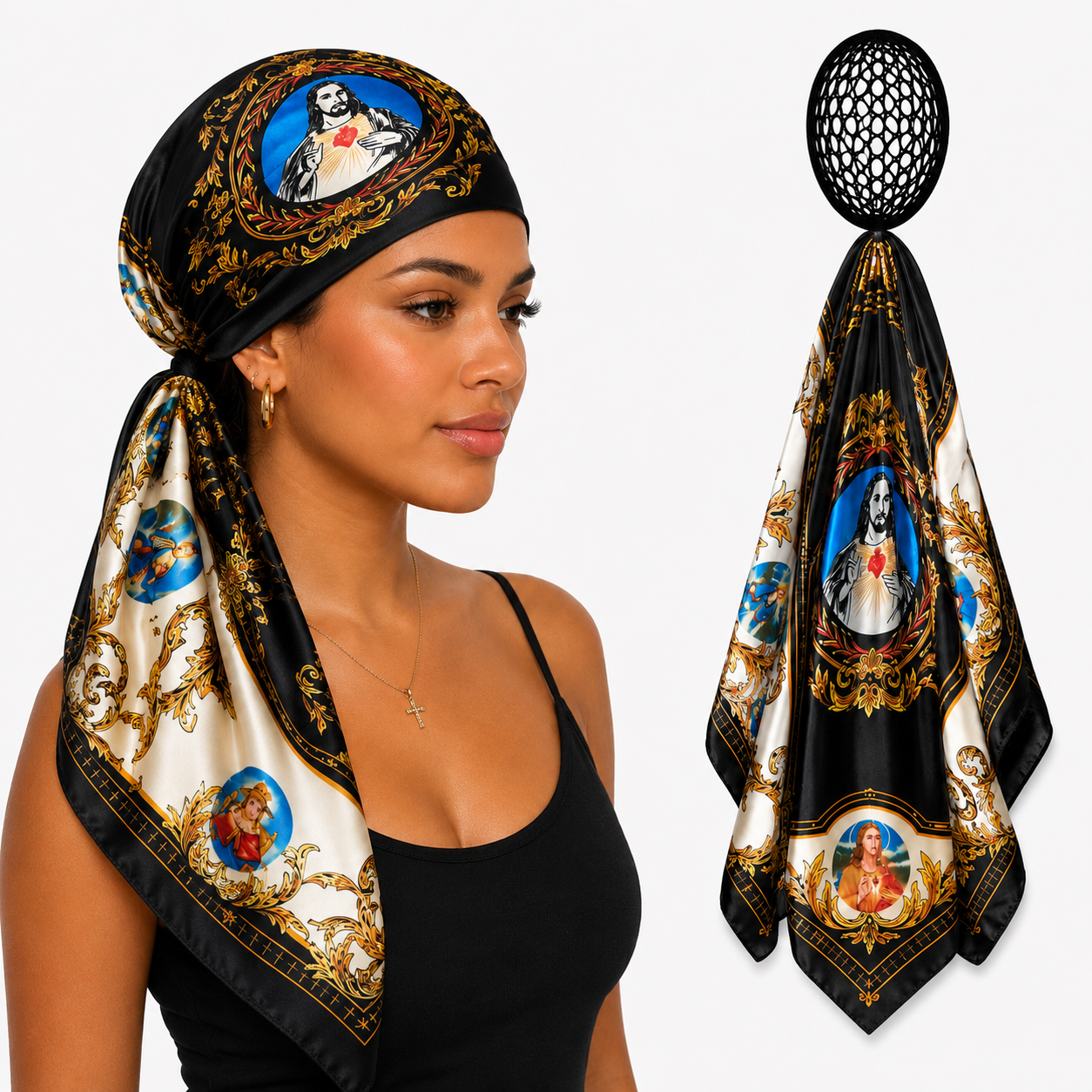 Faith 2-in-1 Satin Hair Wrap & Detachable Hair Net