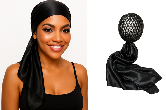 The Perfect Doobie Black Hair Net Scarf Button